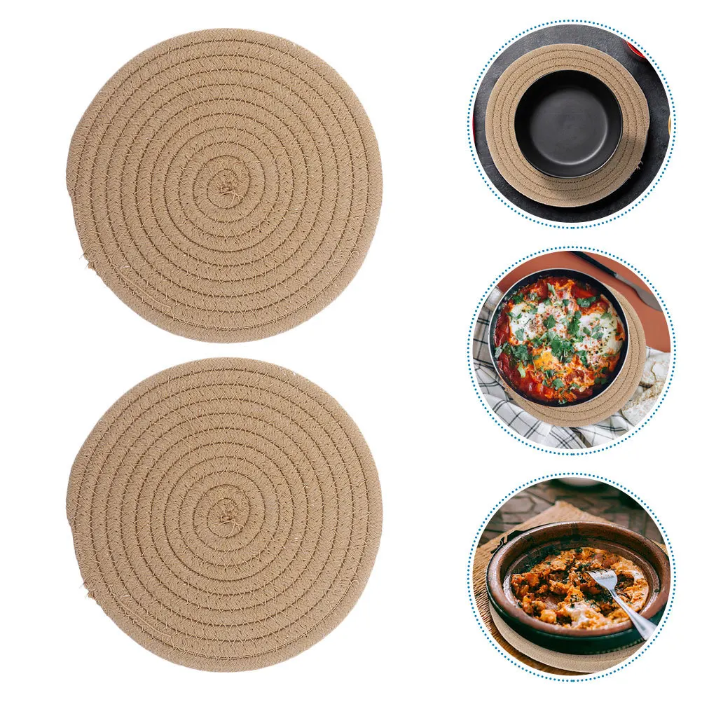 4 قطعة المفارش المستديرة المنسوجة القطن العزل الحراري وعاء حامل منصات مكافحة تحرق الجدول الحصير الوقايات متعددة الأغراض