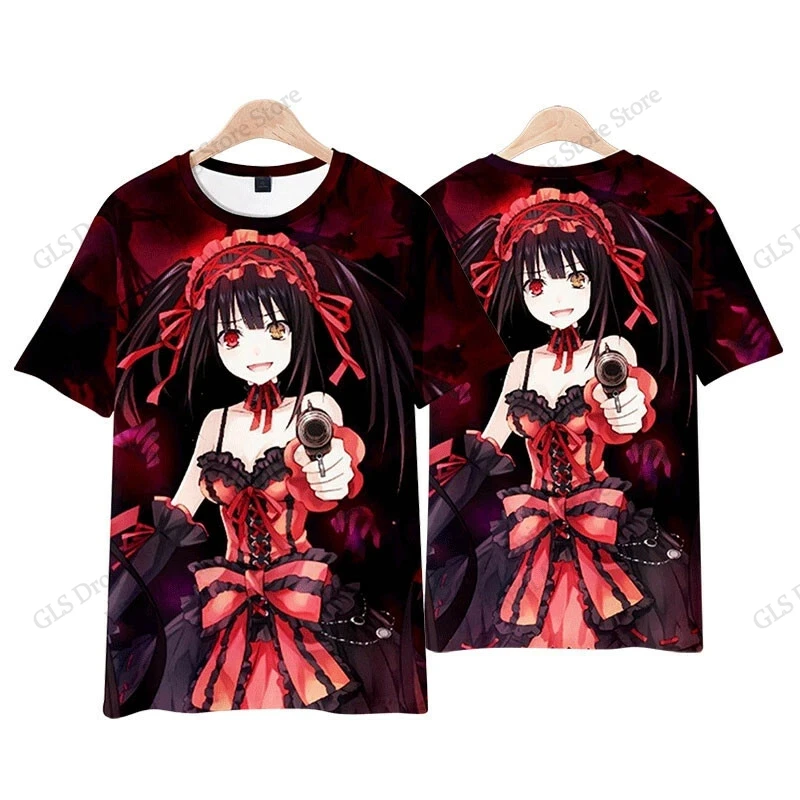 New Anime DATE A LIVE Tokisaki Kurumi 3d Print T-shirt Men Women Fashion Street Short Sleeve Tops Tees Kids Clothing High School