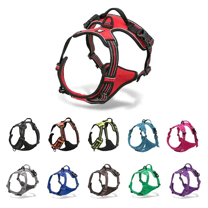 Truelove Pet Harness Reflective Nylon Large Pet Dog Harness All Weather Padded Adjustable Safety Vehicular Leads for Dog TLH5651