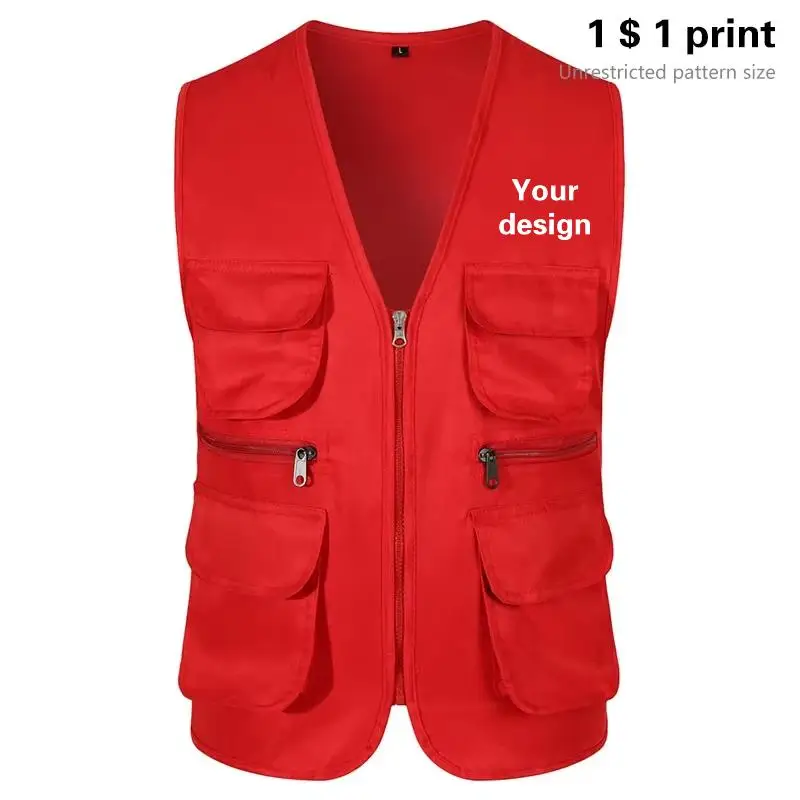 Men Multi Sleeveless Pocket Waistcoat Plus Size Outdoor Sport Photography Shooting Fishing Hiking Vest Jacket Maintenance Worker