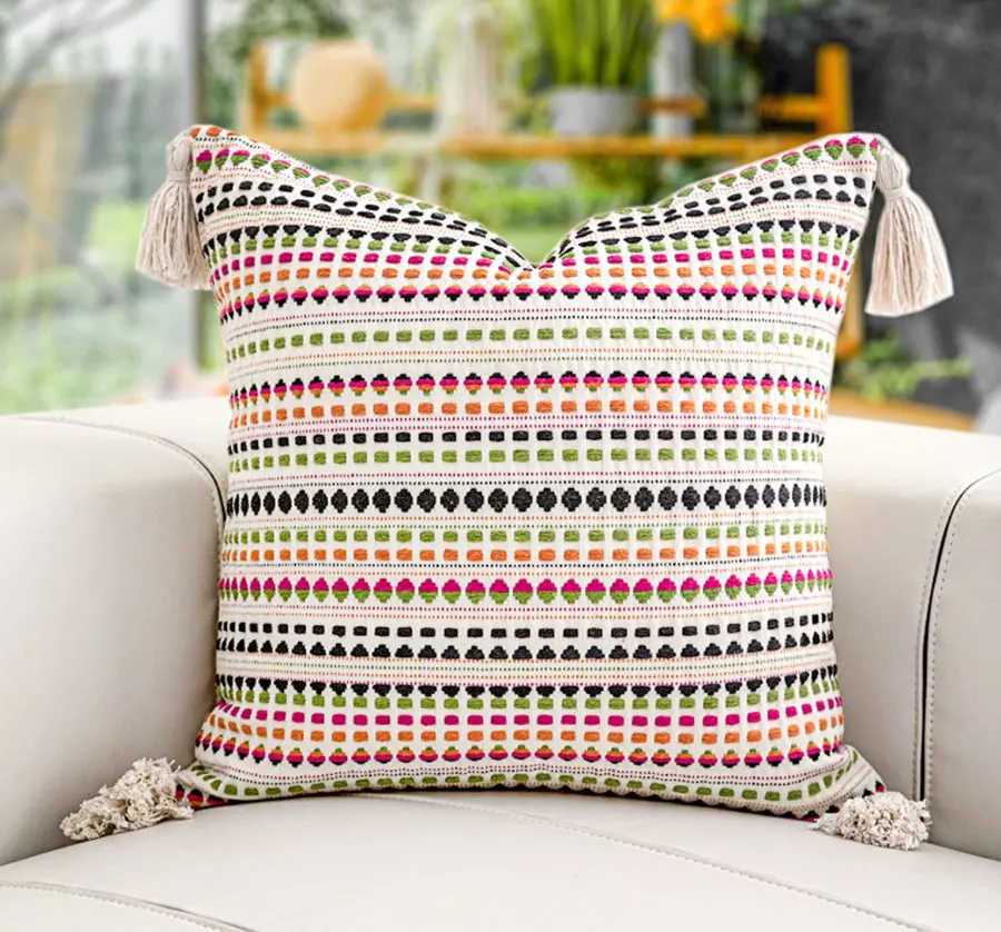 Luxury Cushion Cover 45x45cm Colorful Woven Hanging Ear Pillow Case For Home Hotel Bed Living Room Sofa