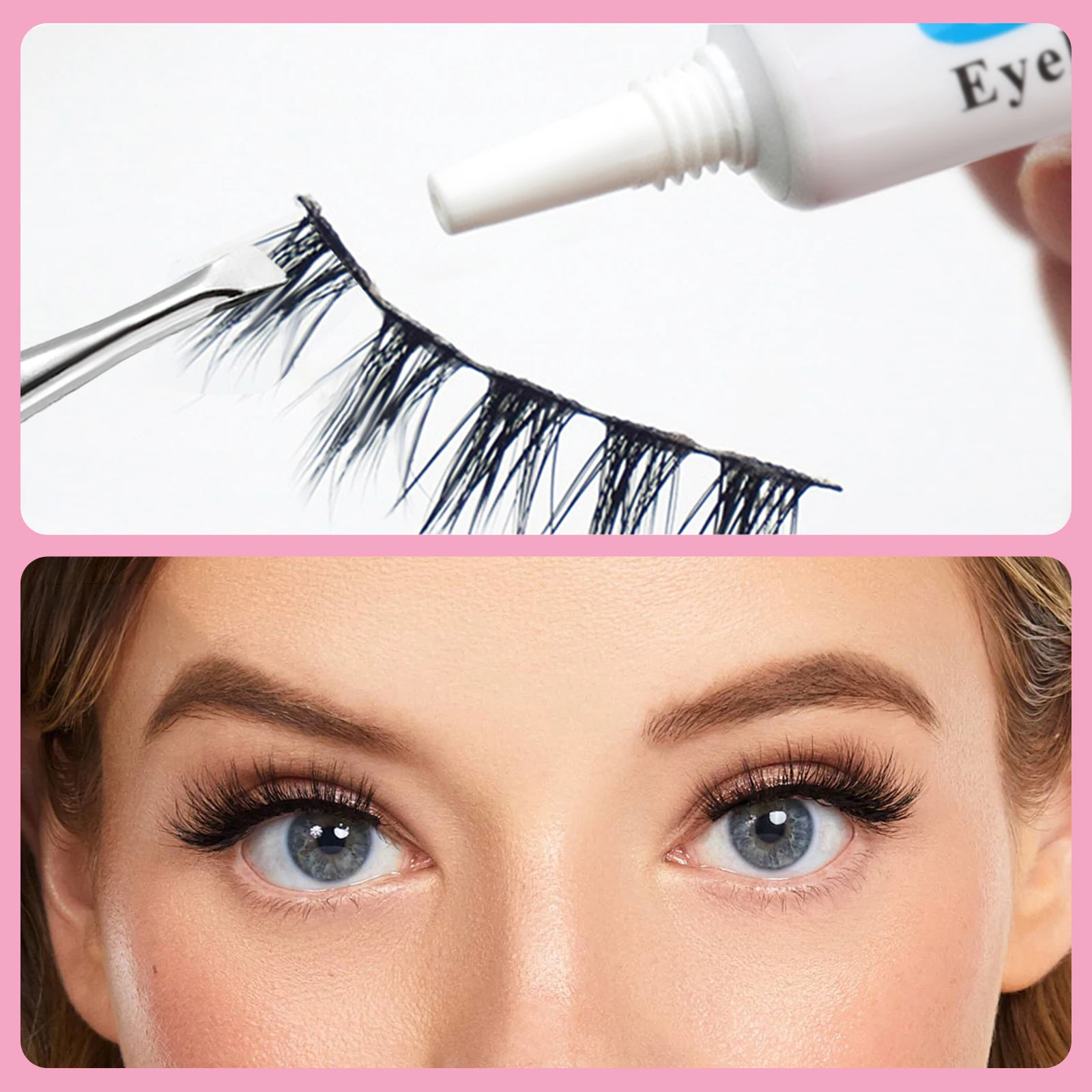 False Eyelashes Tweezer Glue Brush Set Quick-Drying Invisible Eyelashes Glue for Easy Lash Application and Removal