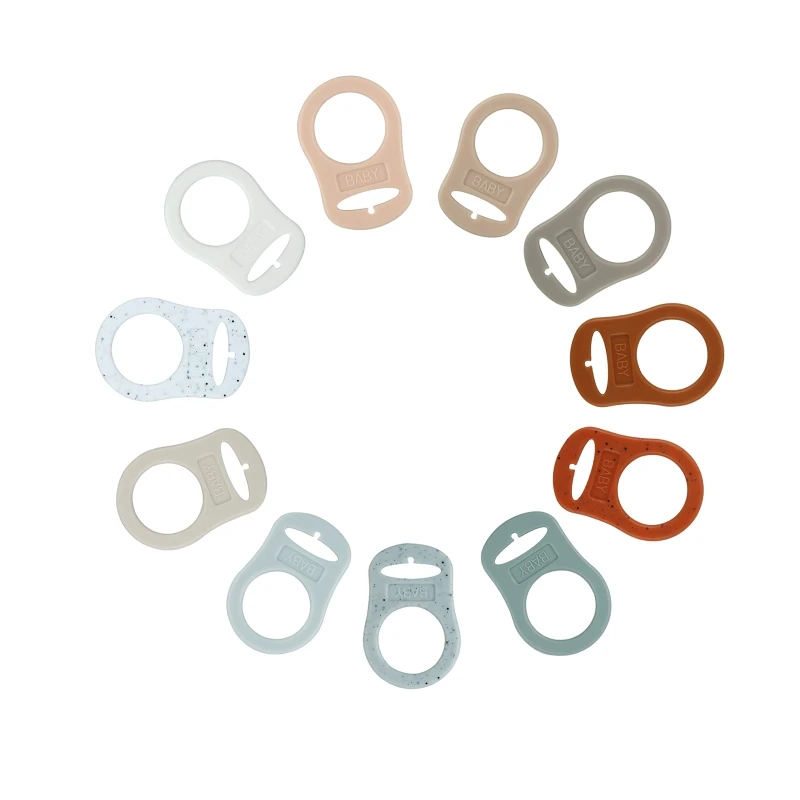 5pcs Food Grade BPA Free Silicone Adapter Rings Holder for Button Style Dummy Nipple Baby Pacifier Soother Teething Ribbon Clip