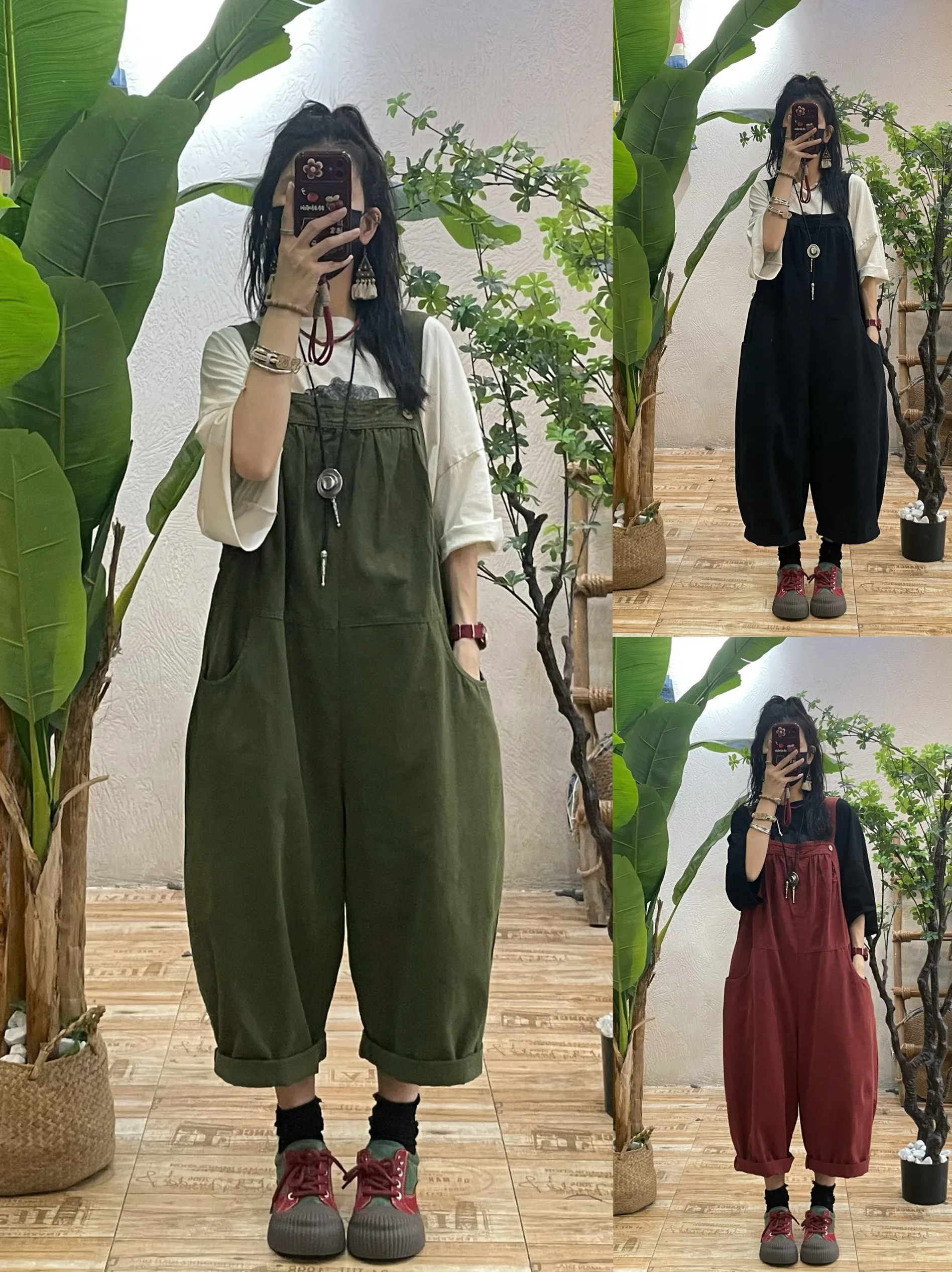 레트로 페이드 데님 오버롤 여성용 루즈 슬림 캐주얼 하란 팬츠 하이웨이스트 스트레이트 레그 코튼 블렌드 2025년 봄