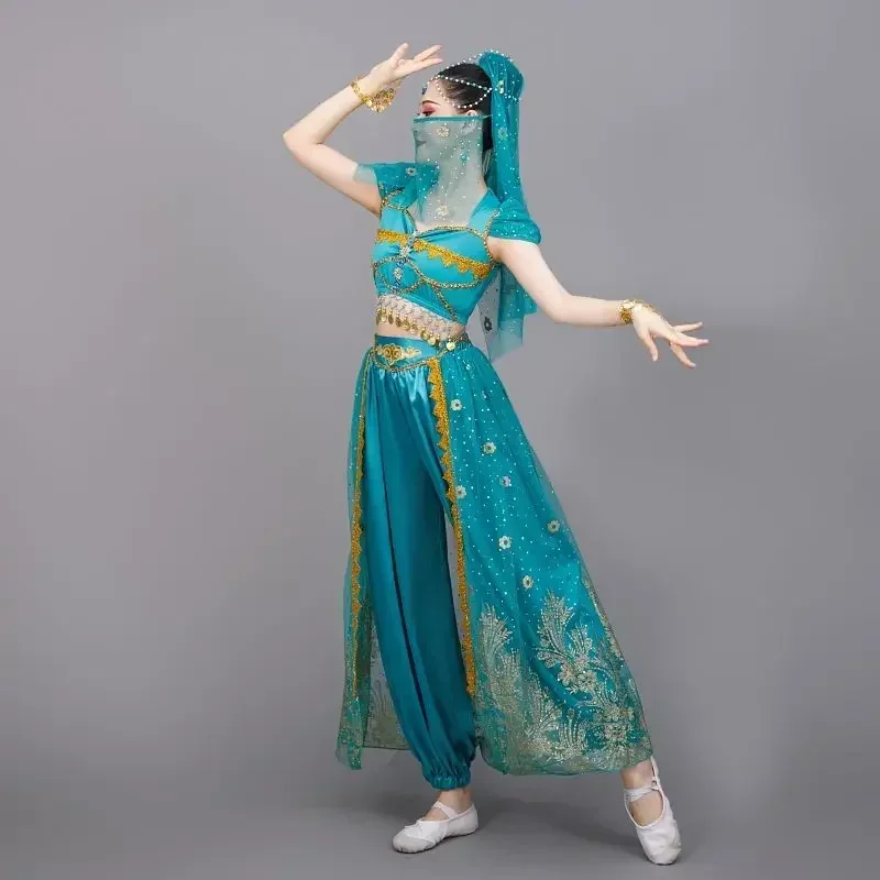 Festival Arabian Princess Costumes Indian Dance Embroider Bollywood Jasmine Costume Party Cosplay Jasmine Princess Fancy Outfit