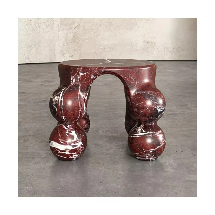 Natural modern round table, top lime edge, dark