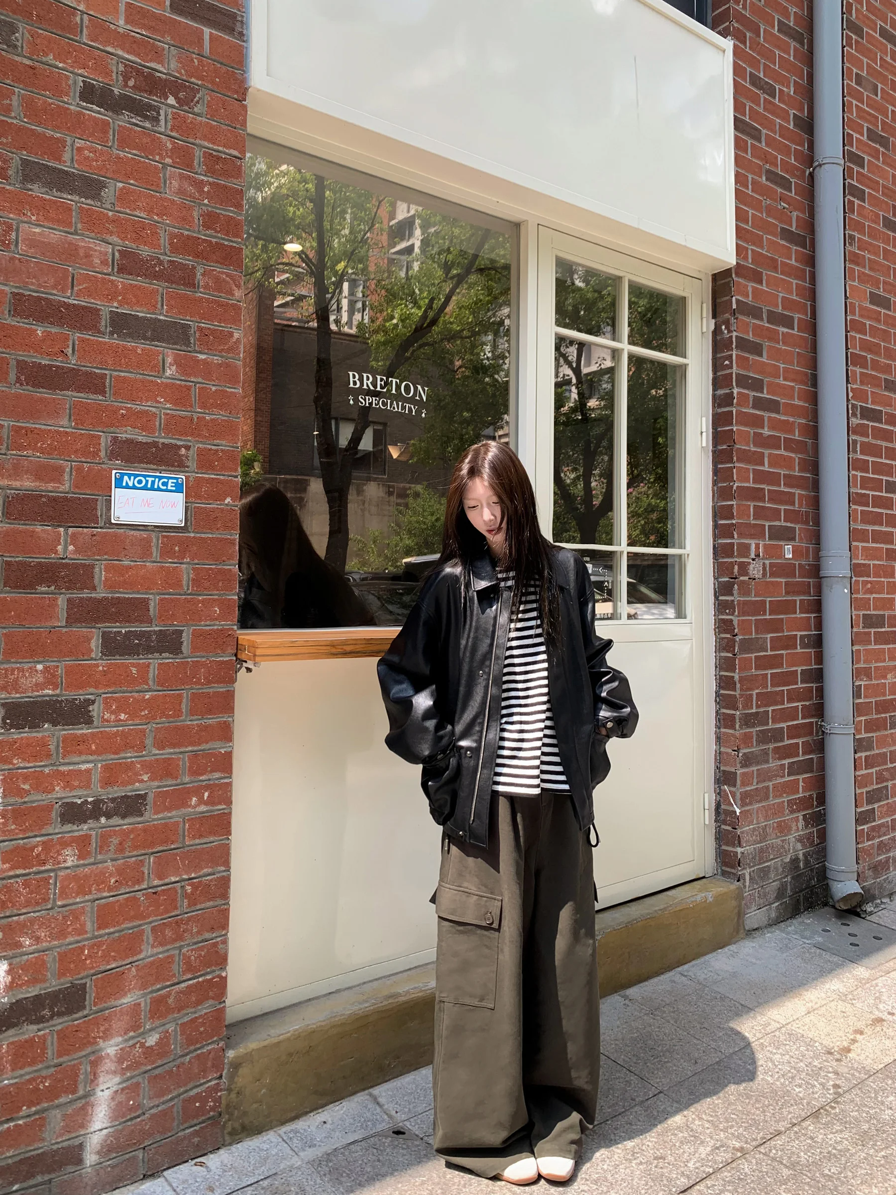 HVIVI Dames Biker Jaet PU-leren jas Heavy Du Rits Dstring Design Street Sle Long Sve Casual Top