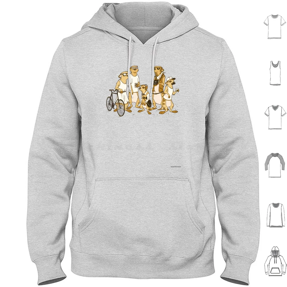 Hipster Meerkats Hoodie Cotton Long Sleeve Meerkats Hipsters Bicycle Camera Funny Animals
