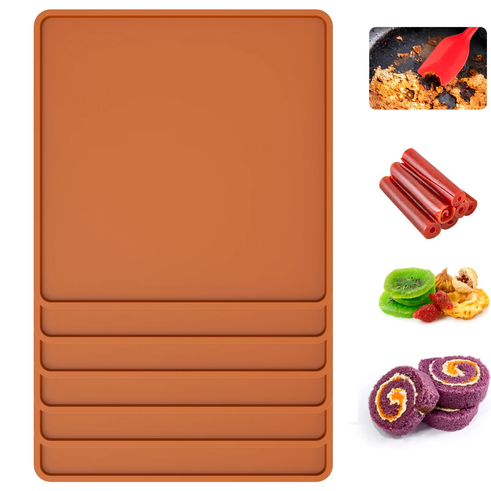 4Pcs / 6Pcs Silicone Dehydrator Mats with Raised Edge Non Stick Silicone Tray Liner 13.8×13.8 Inch Silicone Dehydrator Sheets