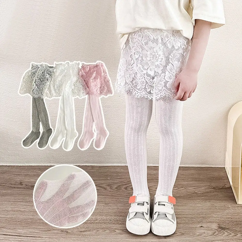 

Elastic Baby Girls Lace Tights Children Thin Pantyhose Sweet with Skirt Leggings Kids
