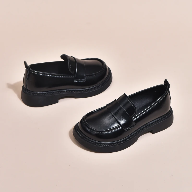 Classic Children Leather Shoes Platform Black Girls Uniform Shoes Non-slip Breathable Kids Princess School Loafers Wedding Party