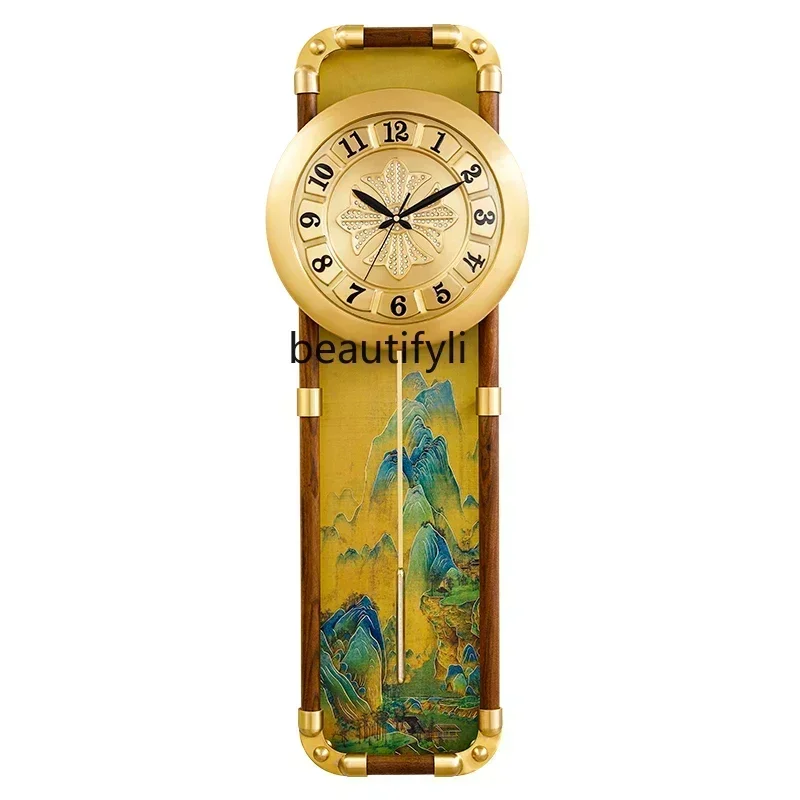 LHY26 ss New style New Chinese-style living room wall clock household wall hanging silent Seiko clocks high-end hour clocks wall