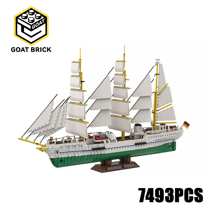 

Парусный тренировочный корабль Moc Building Blocks Gorch Fock Technology Модульные кирпичи Модель Подарки Рождественские игрушки Наборы для самостоятельной сборки!