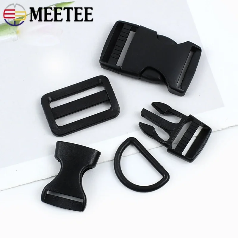 2-20Sets 20-38mm Plastic Release Buckle Webbing Adjust Belt Buckles D Ring Slider Clasp Backpack Strap Hook Dog Collar Accessory