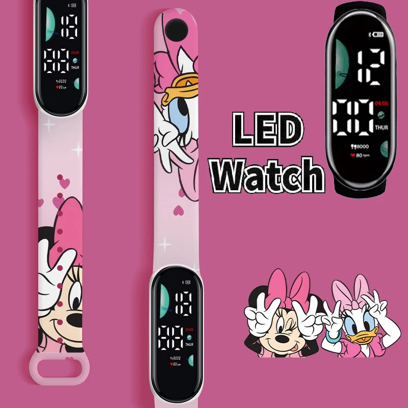 Disney Mickey Minnie children\'s Cartoon Anime Character Luminous Bracelet Watch LED Touch Waterproof Sports kids gifts watch