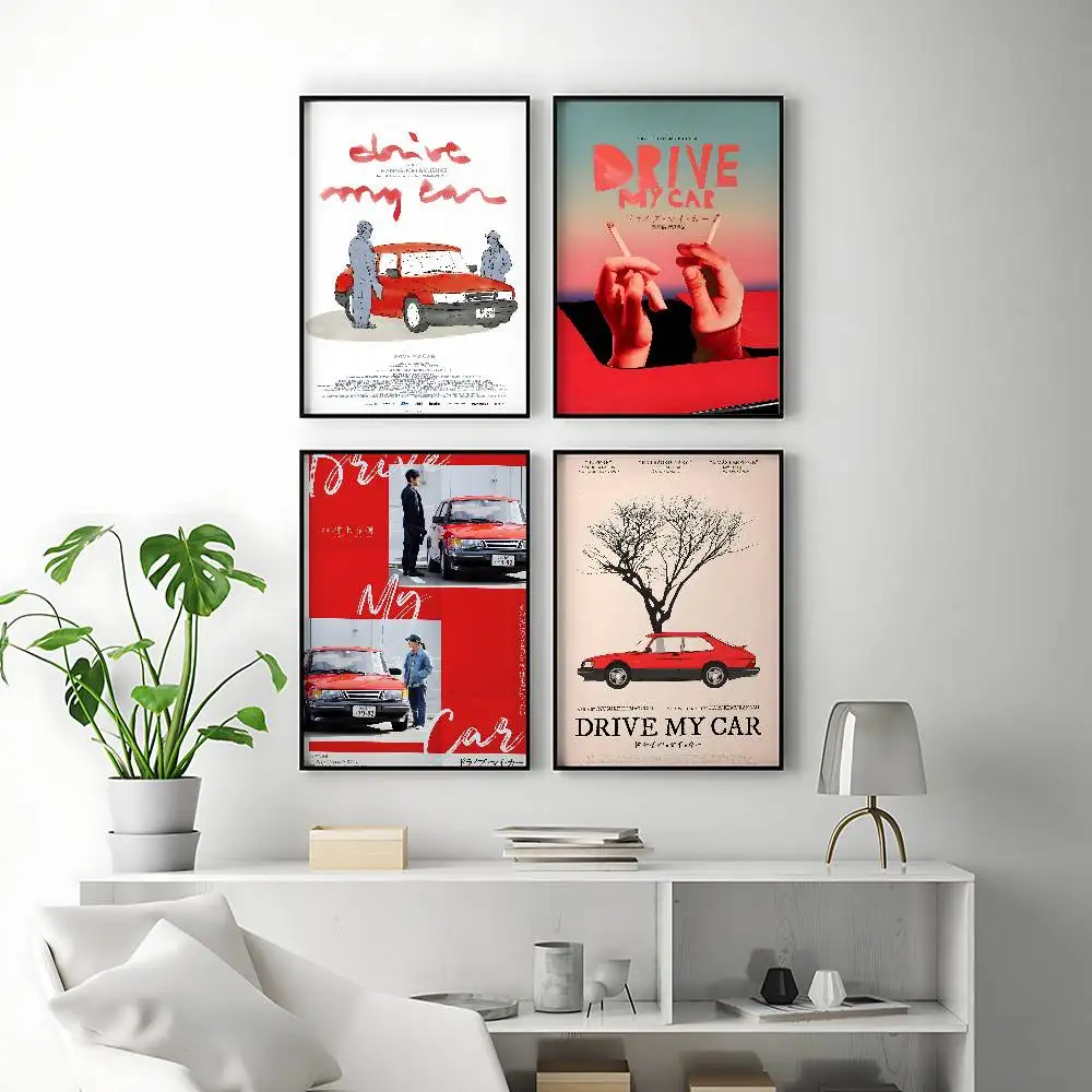 Classic Movie Drive My Car Posters Premium Self-Adhesive No Residue Wall Sticker for Home Office Bar Decor