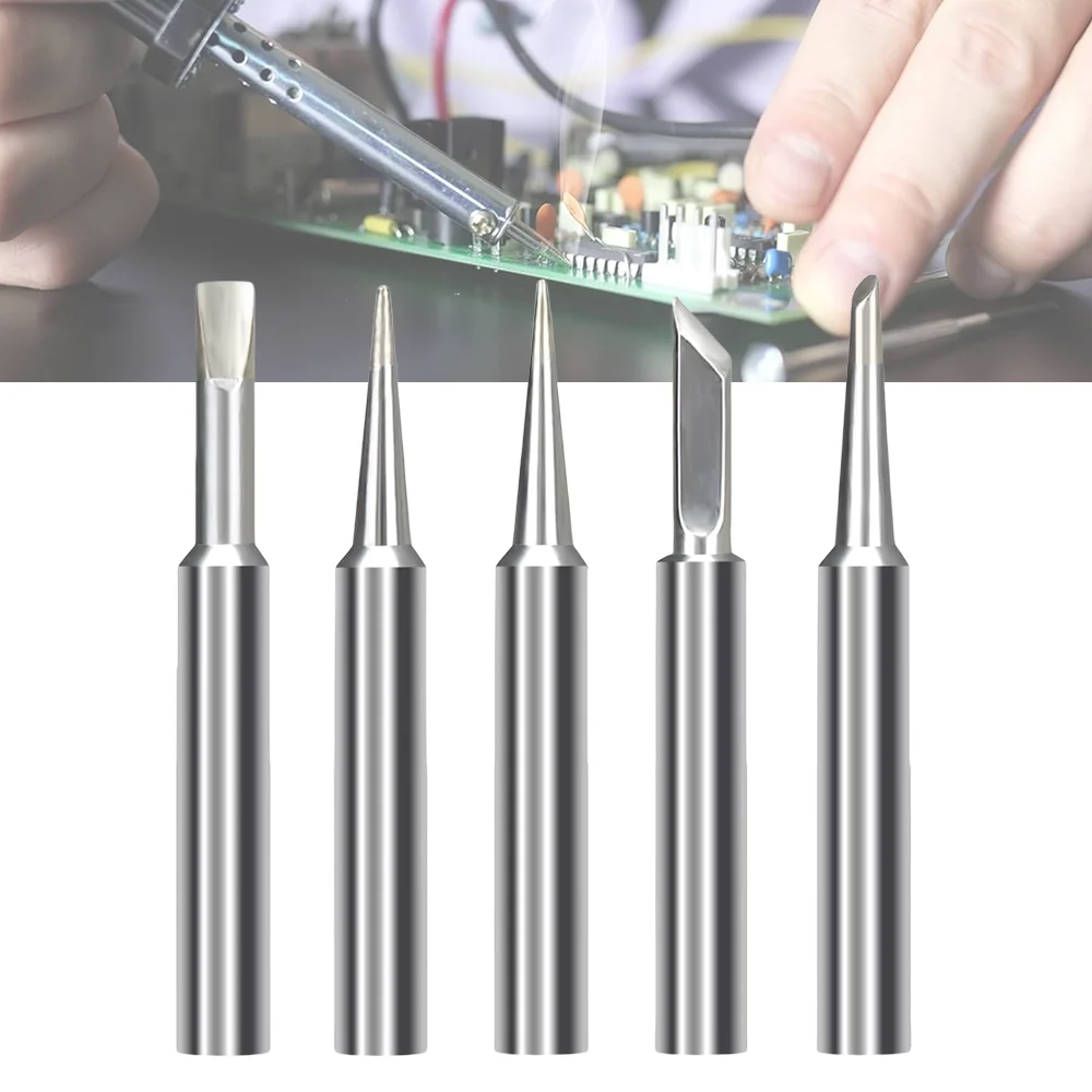

5Pcs Soldering Iron Tips I+B+K+2.4D+3C Soldering Iron Head Set Inside Hot Bare Copper Electric 900m-T-I 900M-T-B Welding Tool