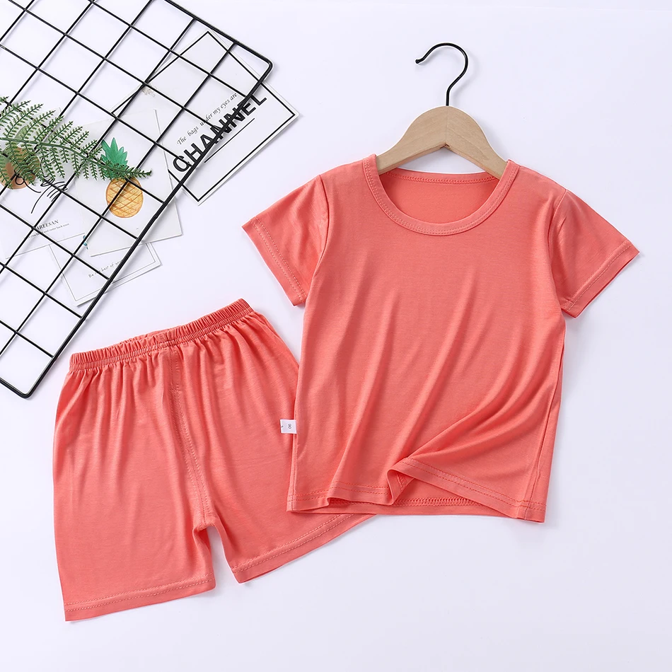 

Children Clothing Stylish Comfortable Kids Solid Color Short Sleeve Outfits Comfort Summer Indoor Activities Children Sets