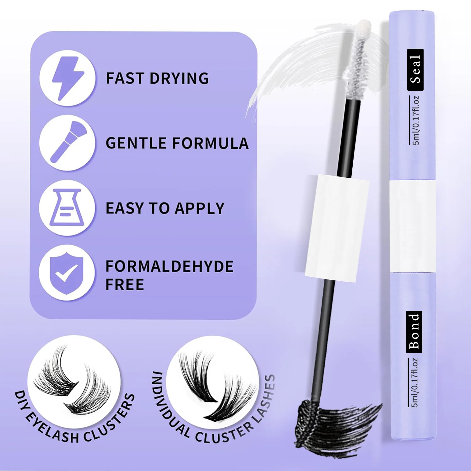Doppelseitige Wimpernkleber-Mascara, anhaltender Halt, wasserdicht, nicht reizend, unsichtbarer Wimpernkleber, Wimpernverlängerung, kosmetische Werkzeuge