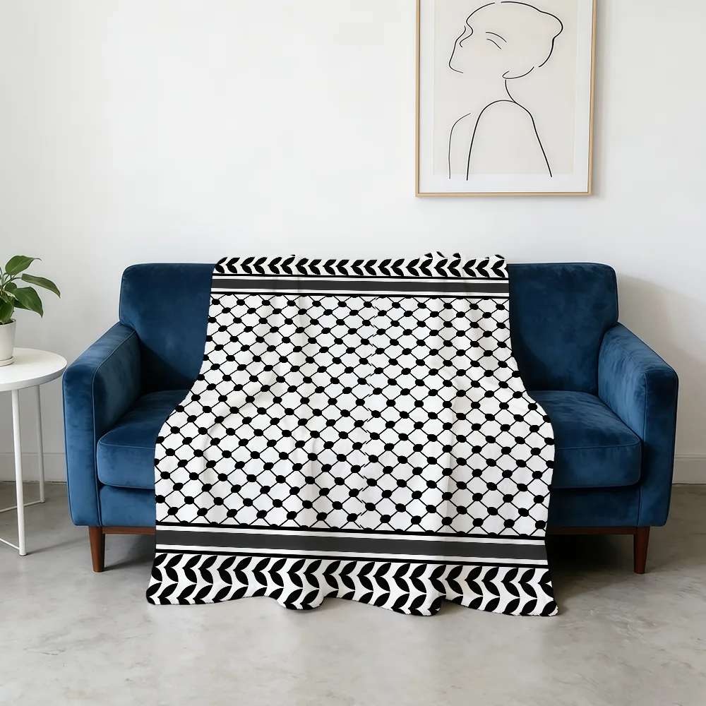Arabic Keffiyeh Traditional Pattern Blanket Flannel Warm Soft Throw Blanket For Room Sofa Childish Birthday Gifts