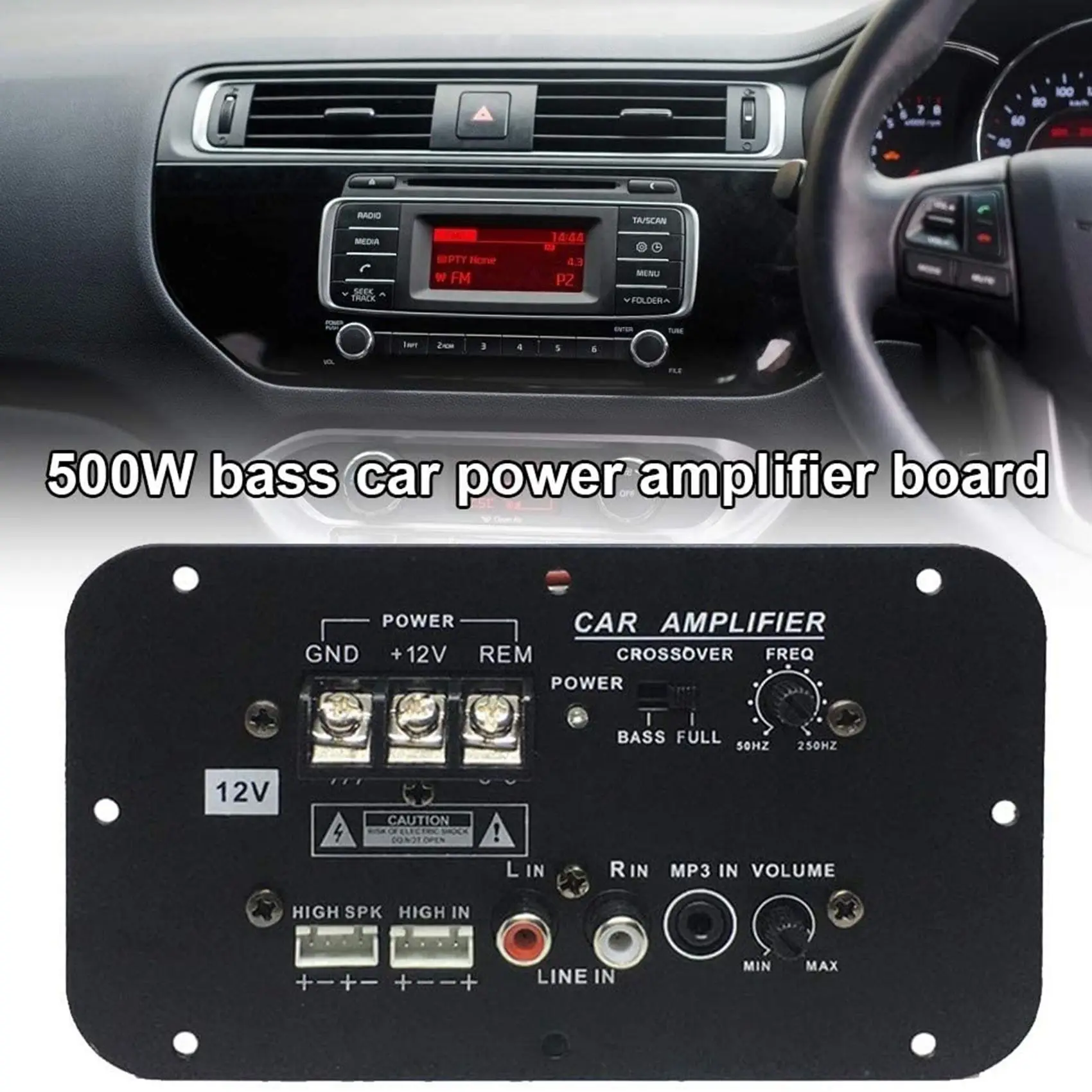 Placa Amplificador Subwoofer do carro, 500W Subwoofer Alta Potência HiFi Bass Amplificador Board DC 12V