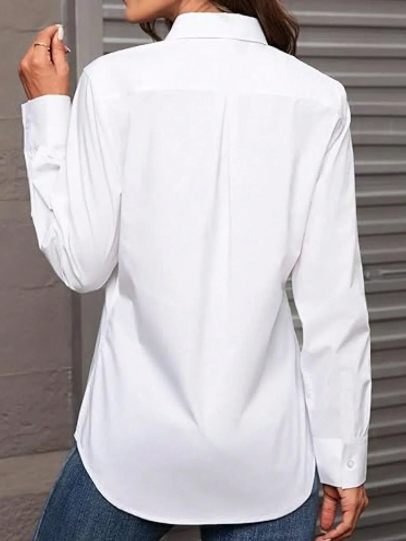 

Белая повседневная рубашка с длинным рукавом и пуговицами спереди, больших размеров, весенняя коллекция