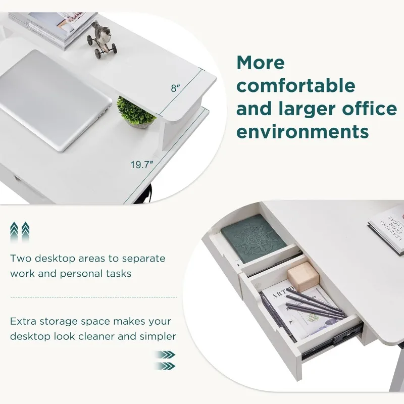 RedLemon 60 Inches L Shaped Electric Standing Desk, Height Adjustable Corner Gaming Desk with Drawers, Keyboard Tray