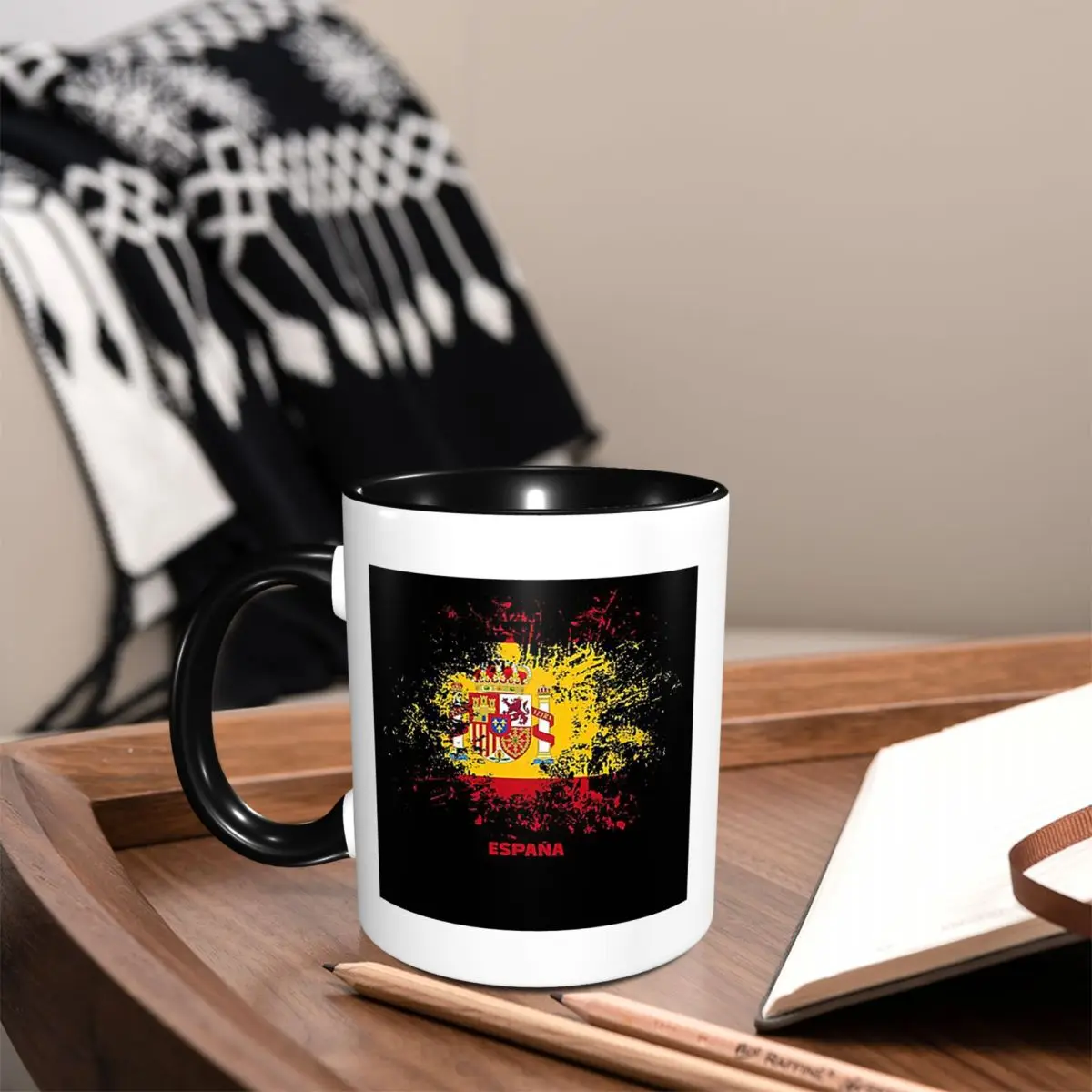 Spain Watercolor Spaniard Flag Spanish Outfit Mug Funny Ceramic Coffee Cups Tea Mugs Milk Cup Drinkware Gift for Friends
