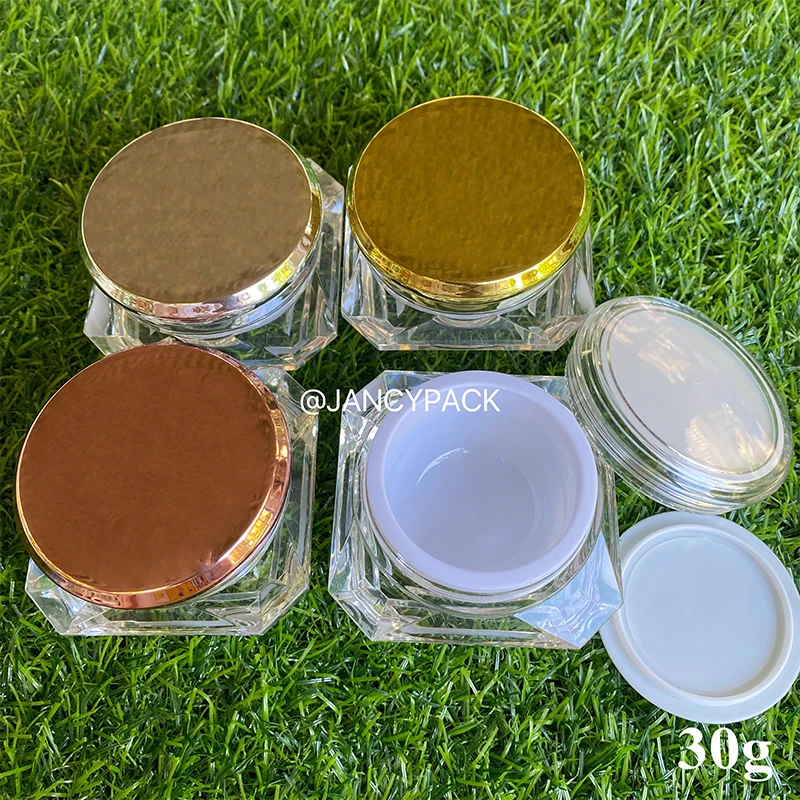 1 Uds. Tarro de plástico vacío con forma de diamante, bote transparente para decoración de uñas, brillos en forma de diamante, sombra de ojos, crema, bálsamo labial, contenedor de almacenamiento