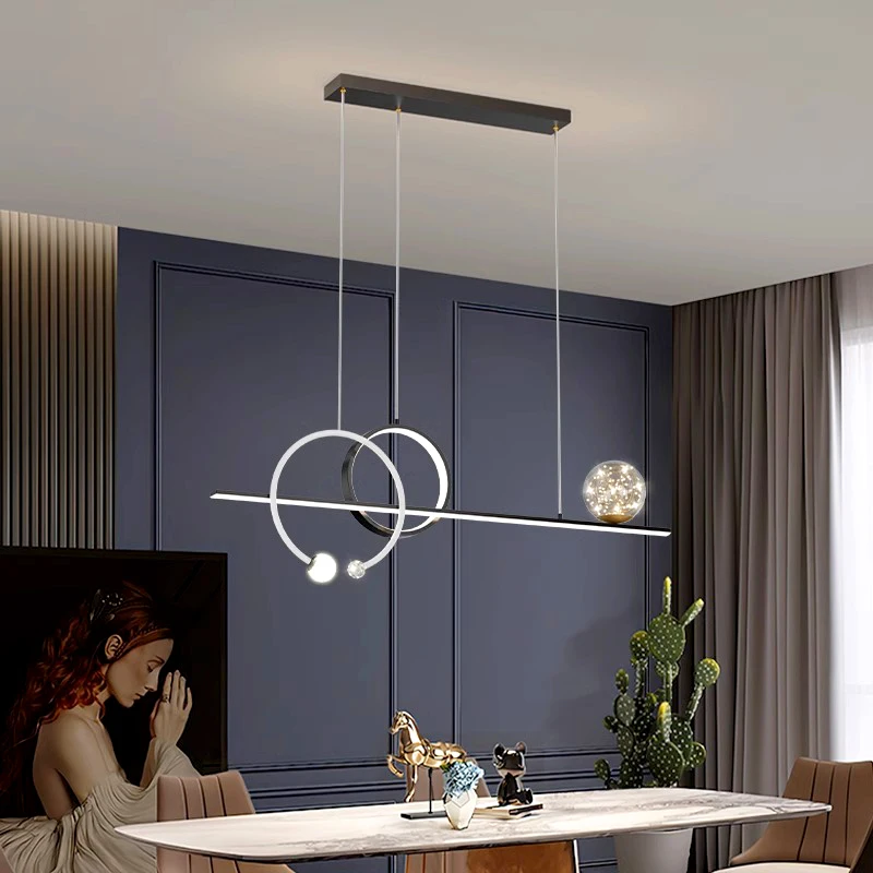 Plafonnier LED suspendu au design moderne, éclairage d'intérieur, luminaire décoratif de plafond, idéal pour un salon ou une salle à manger