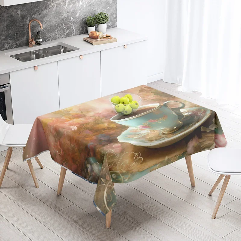 New Abstract Tea Tablecloth Waterproof and Oil-proof Dining Tablecloth Nordic Wind Bar Tablecloth Home Decoration
