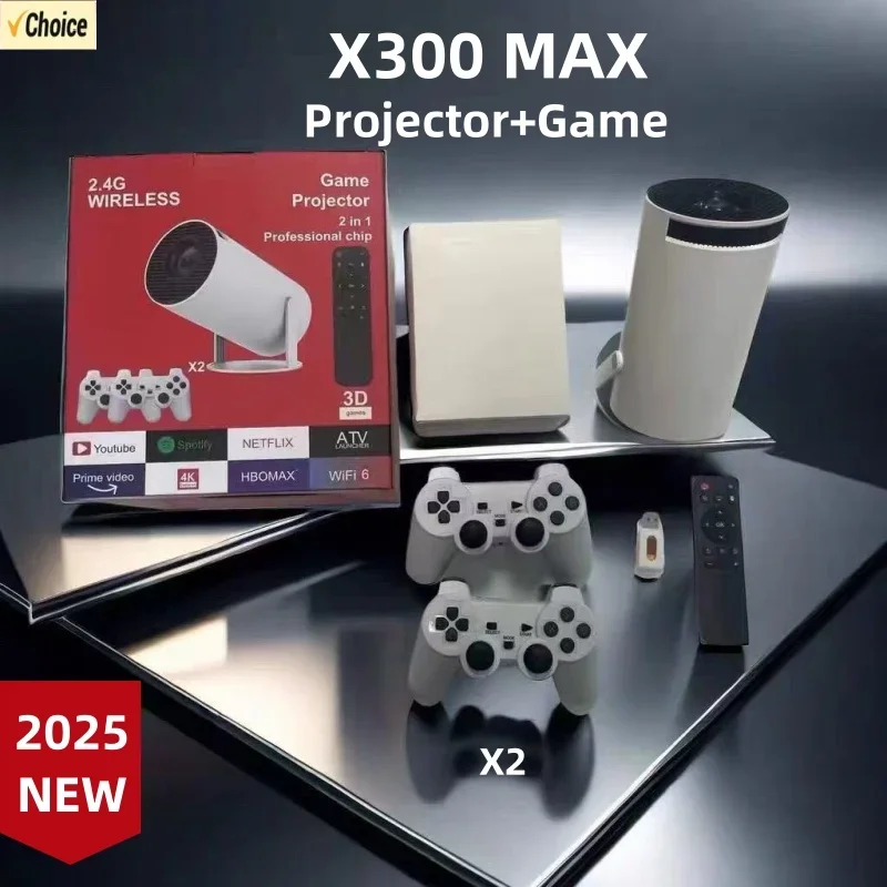 

Усовершенствованный проектор для домашнего кинотеатра с игровым Experience — портативный ретро X300MAX, Android 11, двойной WIFI и BT5.4, 1280x720P
