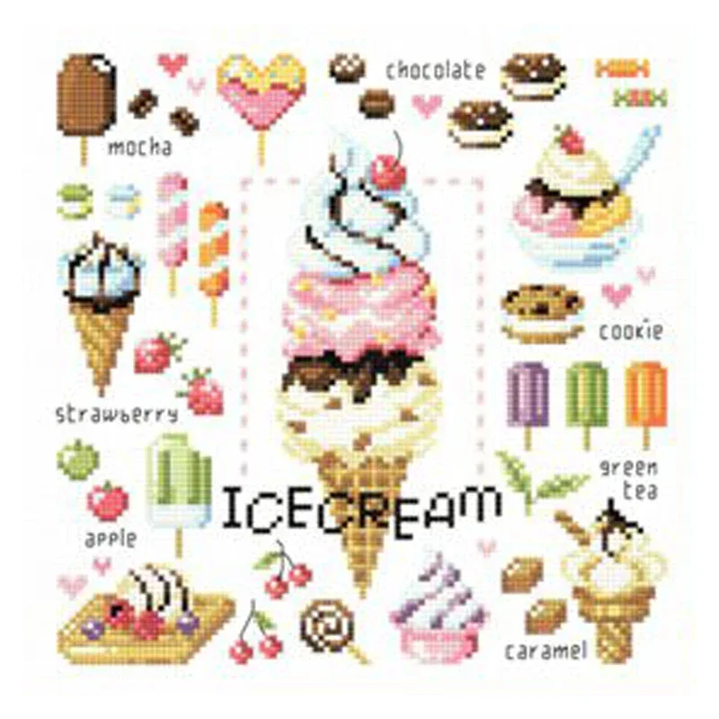 Amishop Gold Collection Lovely Counted Cross Stitch Kit Dessert Time Ice Cream Icecream Chocolate Sweet Tea SO 3206