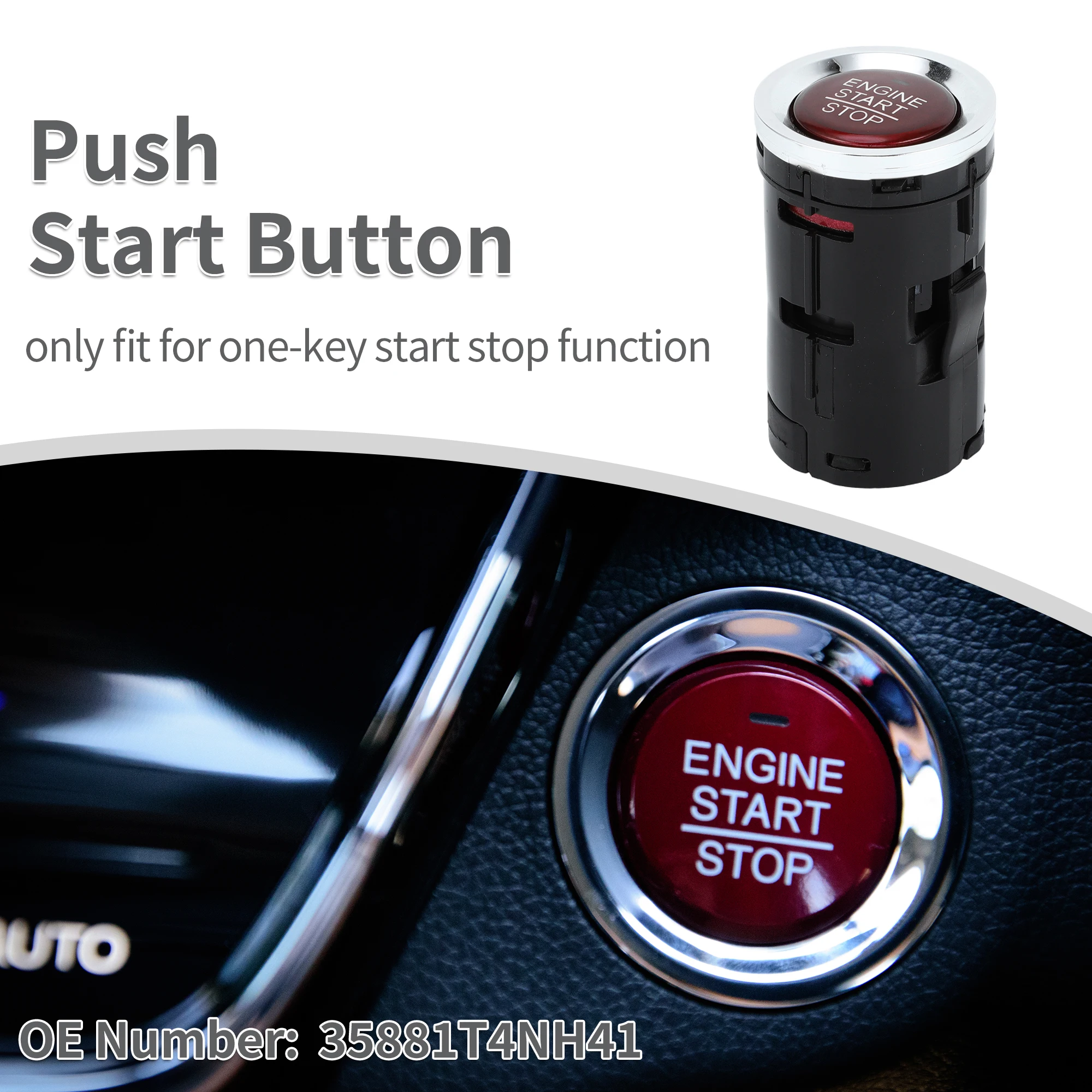 UXCELL Car Engine Push Start Stop Button Ignition Starter Switch for Honda HR-V 2016-2018 for Honda FIT No.35881T4NH41