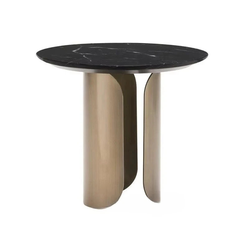 

Luxury Living Room Hotel Lobby Bedroom Stainless Steel Side Table Coffee Table with Marble Top