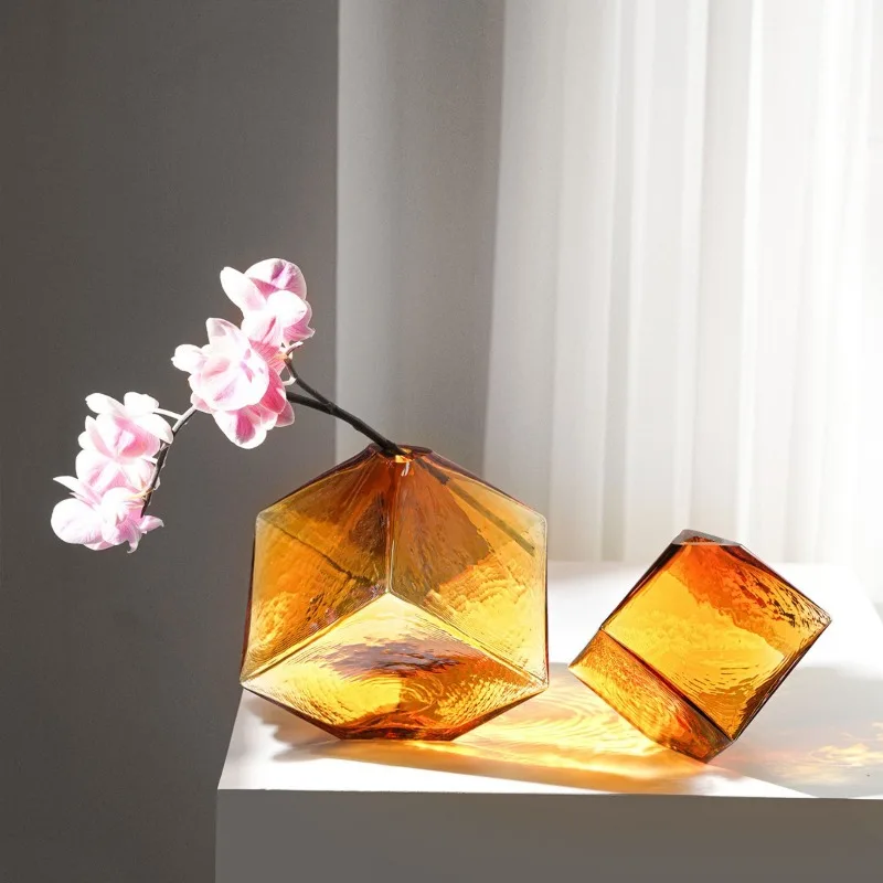 Concave Rubik's Cube Hydroponic Glass Vase Home Soft Flower Arrangement Crafts Geometric Vase Ornament Color