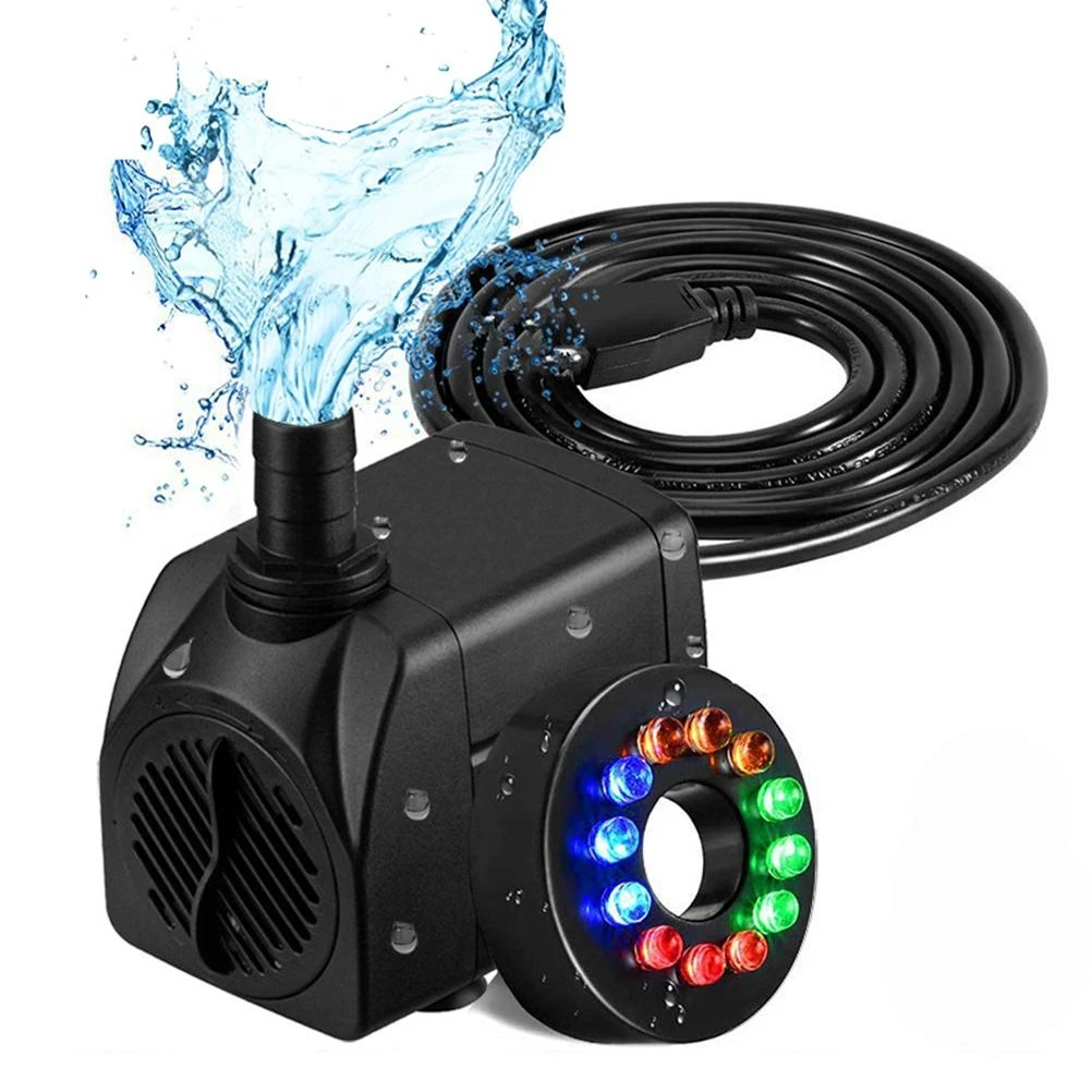 16W LED Submersible Water Pump Fountain Pump Firm Low Noise with Light Outdoor Fountain Pumps for Aquarium Pool Garden