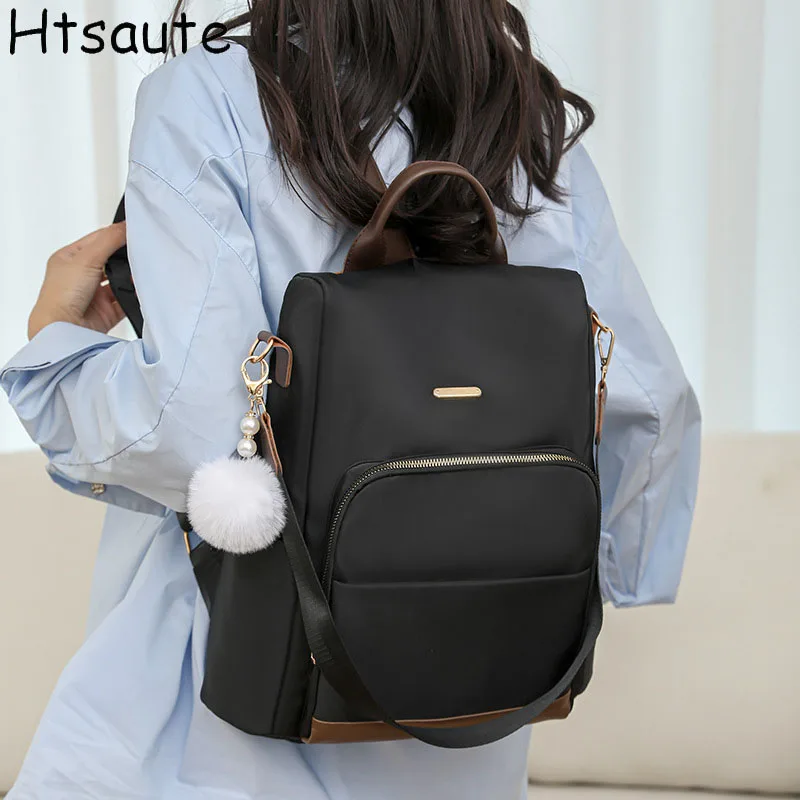 

Solid Color Oxford Cloth Female Fashion Large Women Backpack Travel Bag School Cute Waterproof Sports Bags For Women Top-handle