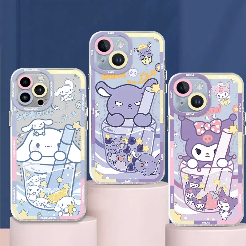 Phone Case for Samsung Galaxy S21 S22 Plus S23 Ultra Note 10 Note 20 Ultra S23 FE S20 S24 FE S10 Plus Kuromi Cinnamoroll Cover