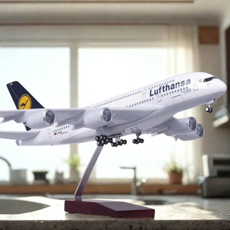 

47CM Large Model Airplane 1:160 Luthansa Airways 380 Model Jet Plane Model Aircraft for with LED Light Gift for Home decor