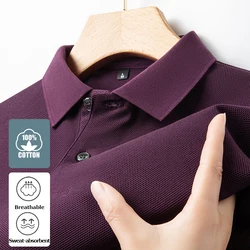 Men's 100% Cotton Polo Shirt -2024 Summer Fashion Casual Short Sleeve, Breathable Lapel Tee,10 Colors, Ideal for Golf and Sports