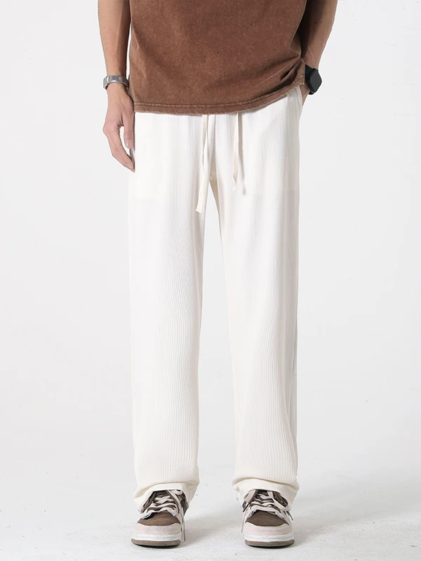 

Spirit Summer Thin Qui Dry Sport Straight Leg Ice Silk Pants Casual Trousers Couple Daily Wear Comfortable Elastic Waist
