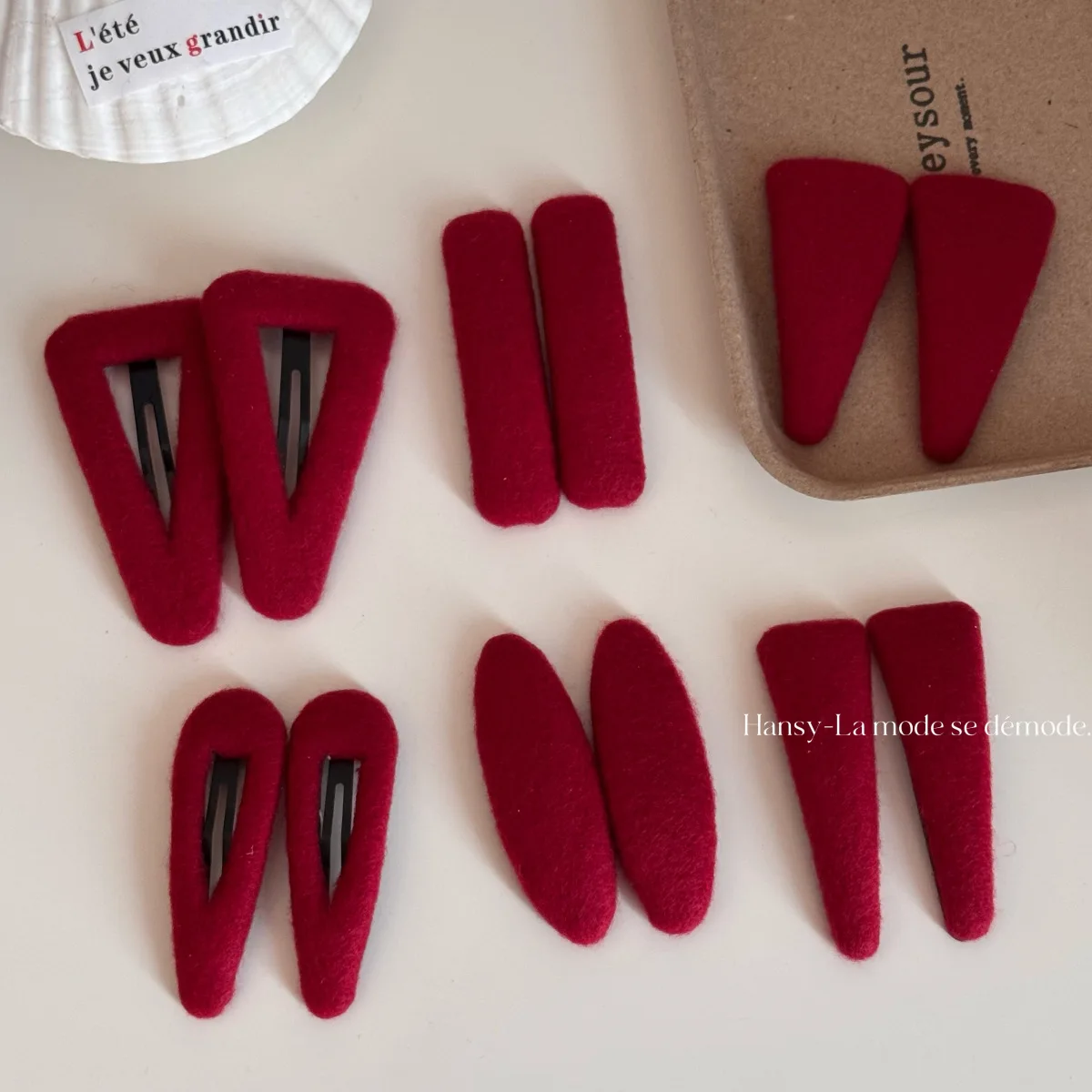 BB Hair Clips Red Fabric Secure Grip Bangs Side Clip Delicate Premium Travel Office Accessories for Women Daily Comfortable