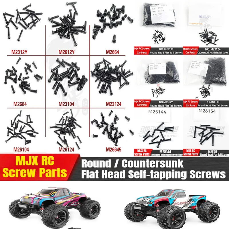 MJX 16208 16209 16207 RC Car Spare Parts Complete Vehicle Flat Head Self-tapping Screw Bag M26124 M2664 M2384 M23104 M23124
