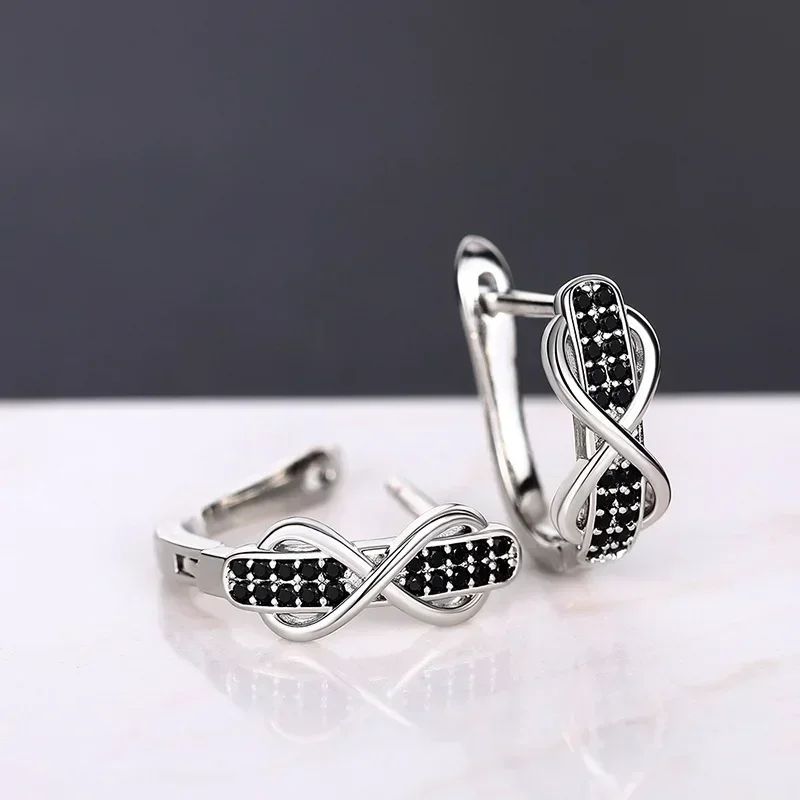 2026 Fashion Personalized Contrast Earrings Unlimited 8-Line Micro Inlaid Exquisite  High End  Jewelry