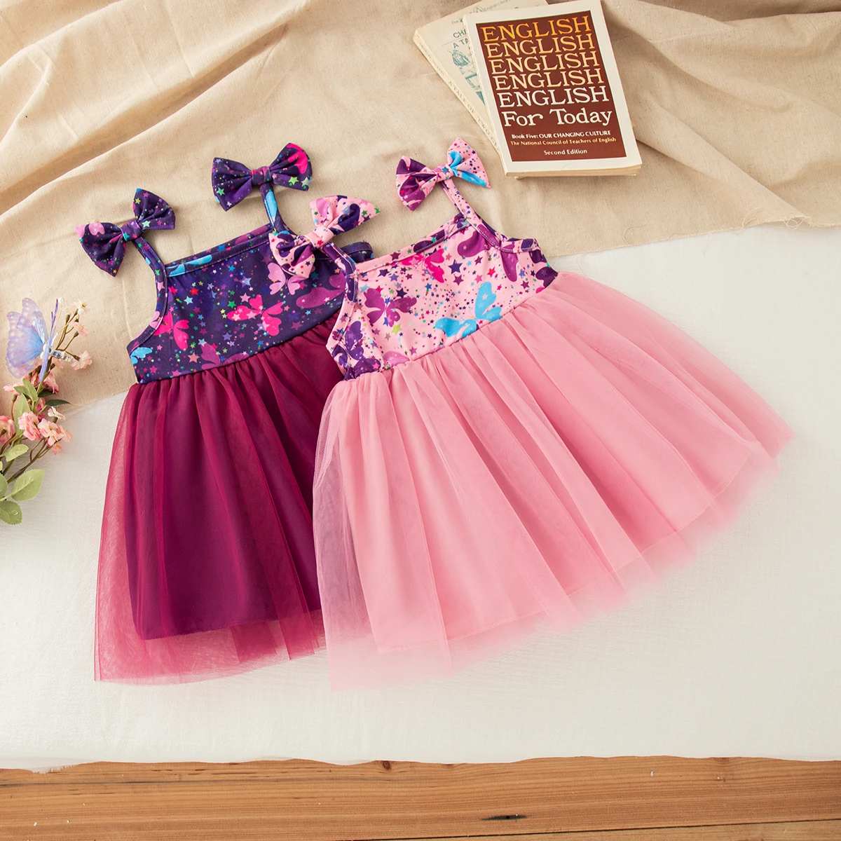 

Baby Girl Dress Summer Floral Print Mesh Spaghetti Strap Girl Dress Wedding Flower Girl Dress Baby Girl Clothes