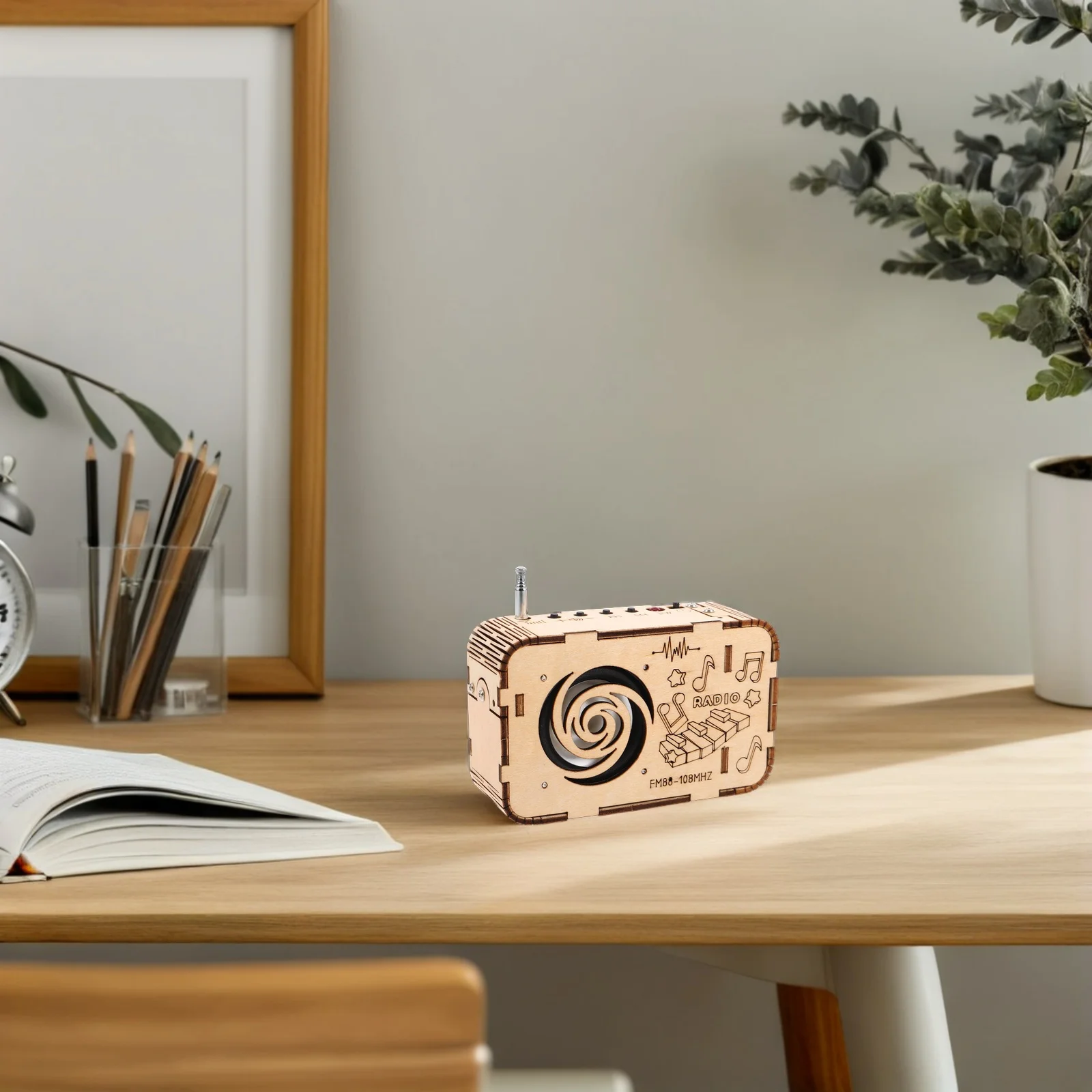 Experimento científico infantil, kit de rádio diy de madeira, haste educacional, eletrônica para crianças, coordenação mão-olho, quebra-cabeça de construção
