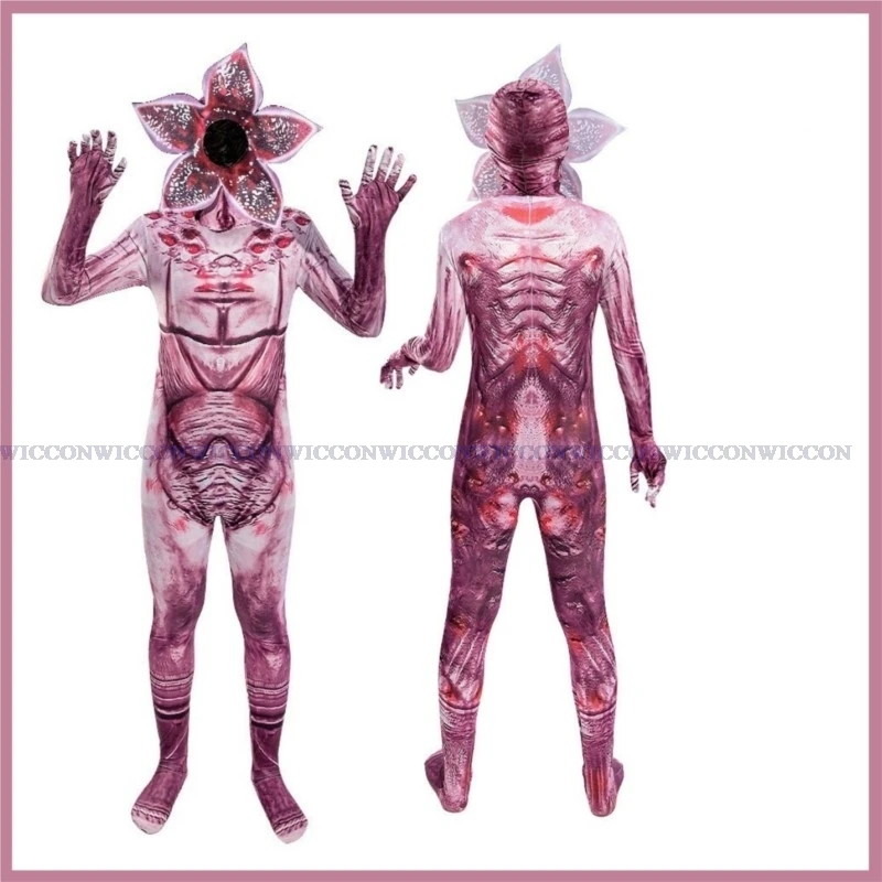 تلفزيون ديموجورجون تأثيري حلي قناع غطاء للقدم غريب كوس الأشياء امرأة الكبار الرعب الوحش الطباعة حللا هالوين البدلة