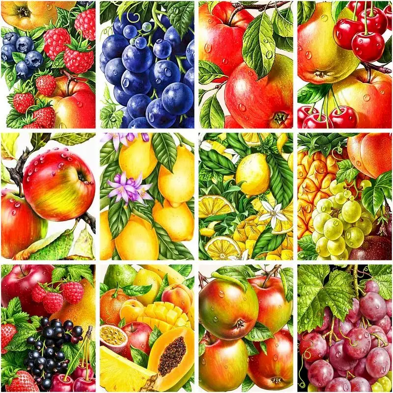 

CHENISTORY Coloring By Number Orange Grape Fruit Landscape Kits For Adults Handiwork Pictures By Number On Canvas Home Decor