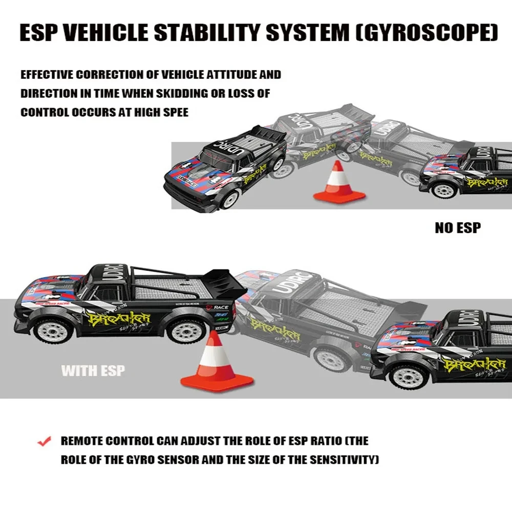 UDIRC UD1601 UD1601Pro RC سيارة 1/16 2.4 جيجا هرتز 4WD RC سيارة 40 كم/ساعة عالية السرعة فرش السيارات RTR مع نظام الاستقرار الإلكتروني